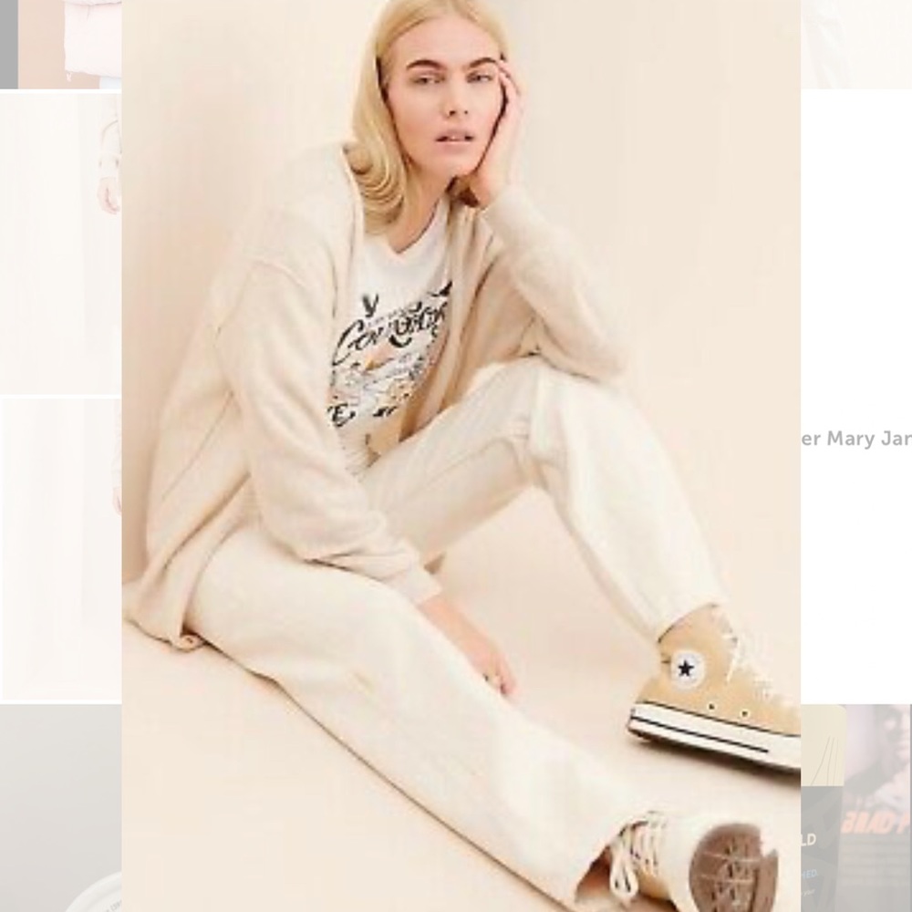 Free People Distressed Bootcut Jeans White Beige